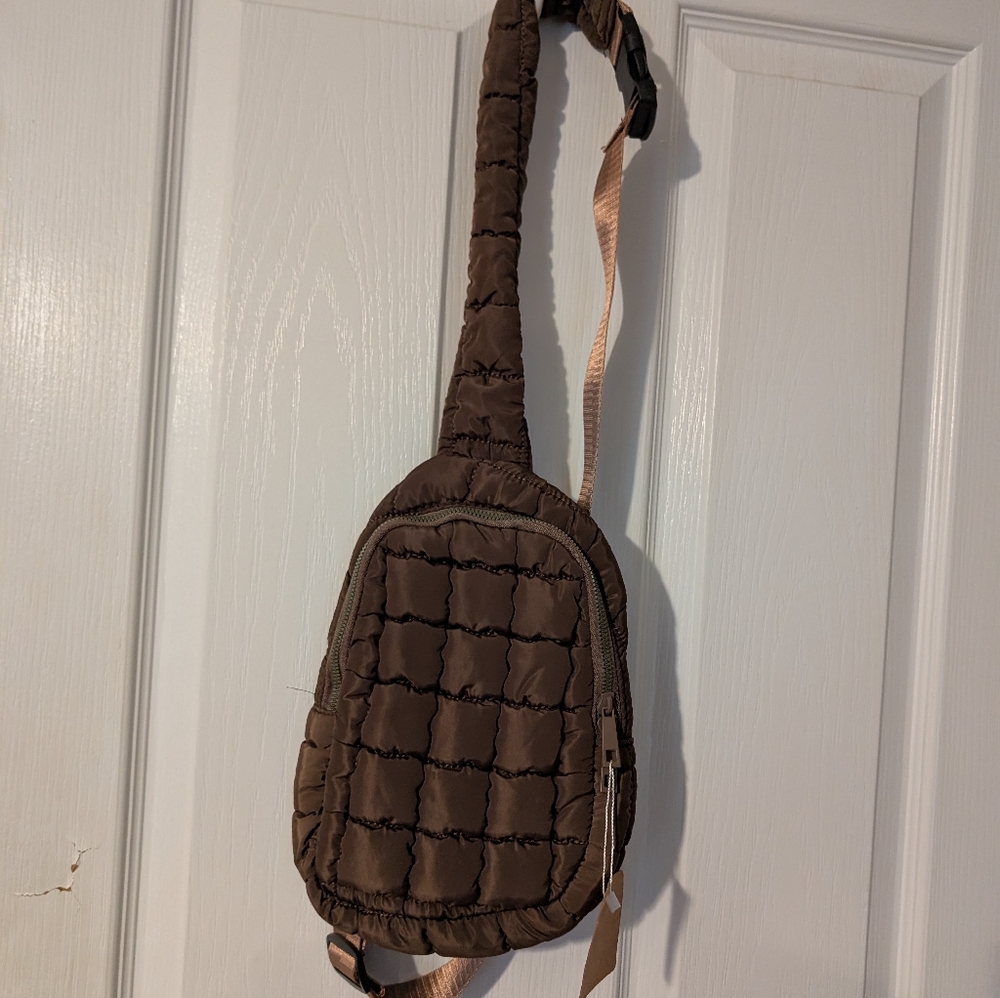 Quilted Brown Sling Purse/Bag, NWT